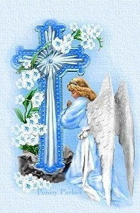 молящийся ангел - ангел, крест, цветы - оригинал