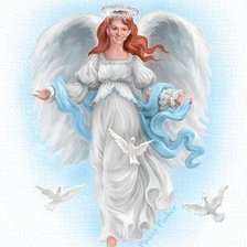 Оригинал схемы вышивки «ангел с голубями» (№514107)