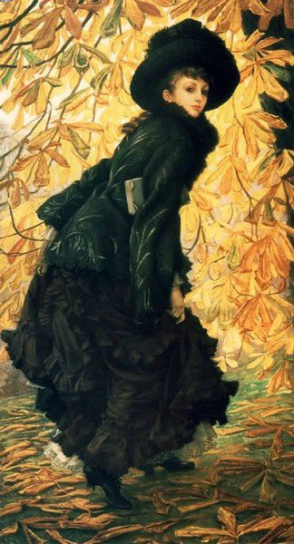 Женщина в черном - осень, девушка - оригинал