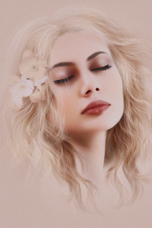 С цветком в волосах - девушка, цветы - оригинал