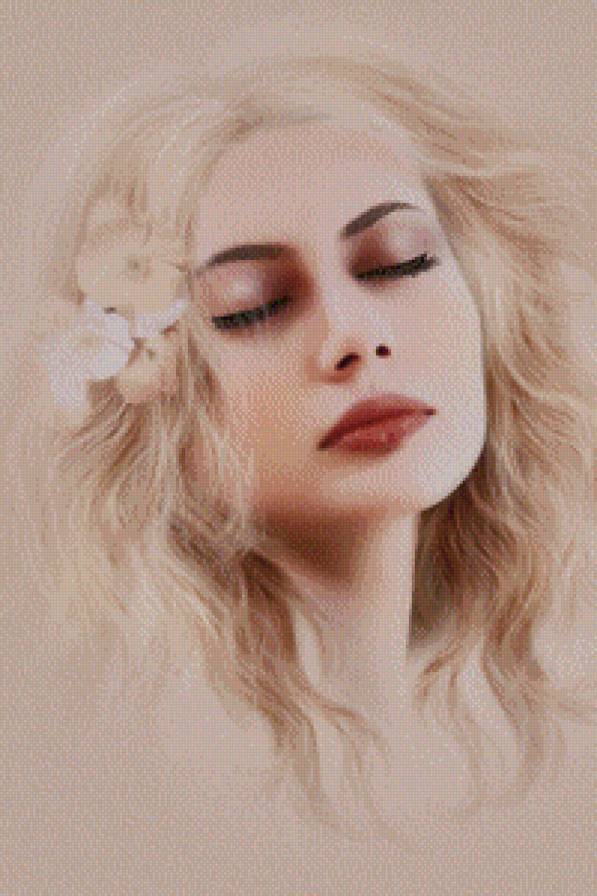 С цветком в волосах - цветы, девушка - предпросмотр