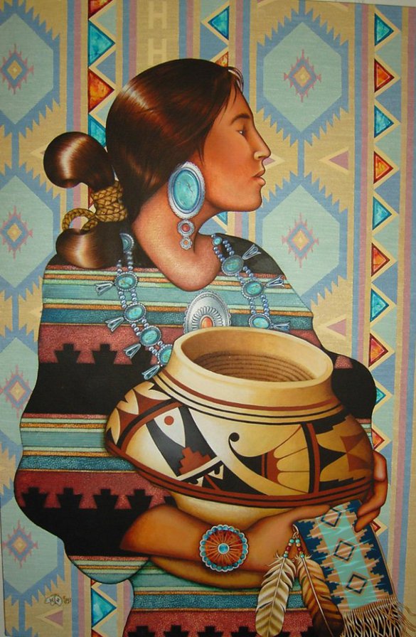 Индейский орнамент - девушка - оригинал