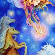 Схема вышивки «Фантазия с лошадьми»