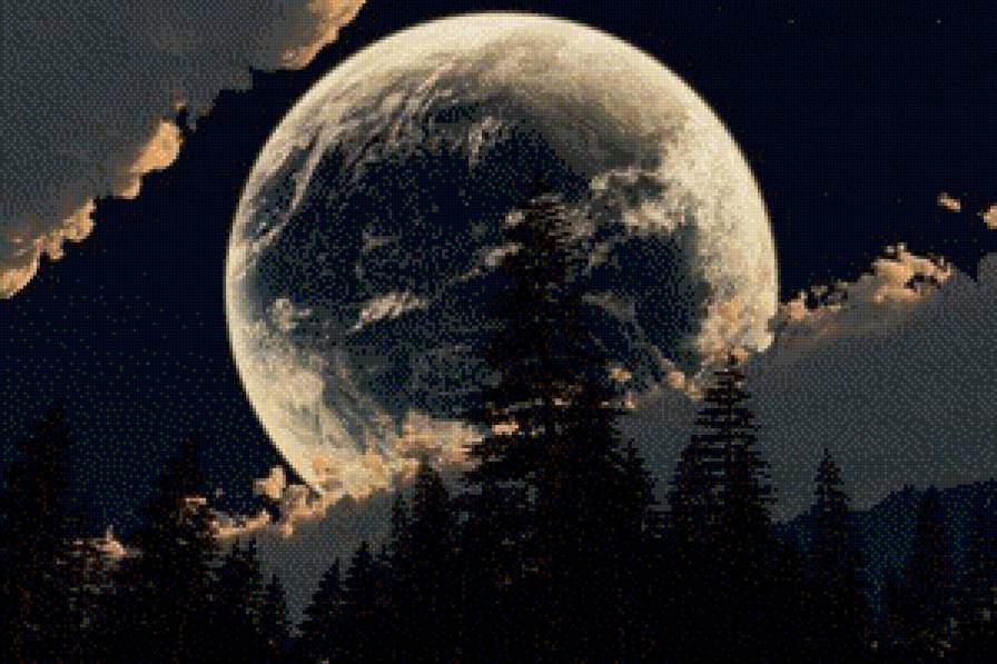 Лунный пейзаж1 - пейзаж, луна - предпросмотр