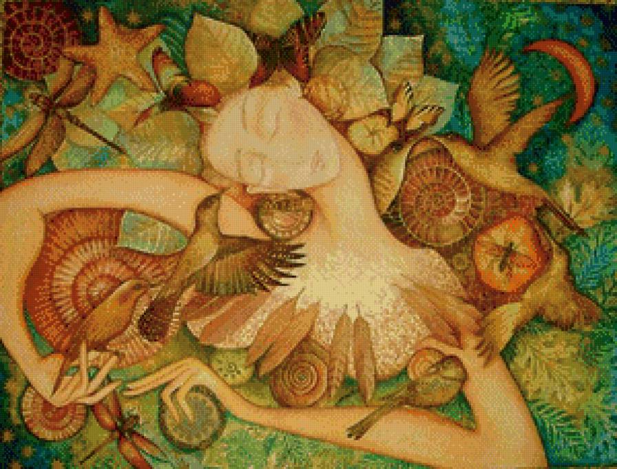 Богиня осени - птицы, девушка - предпросмотр