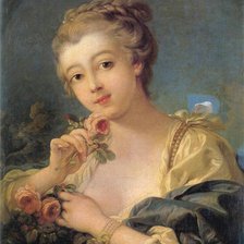 Оригинал схемы вышивки «Молодая женщина с букетом роз.» (№514386)