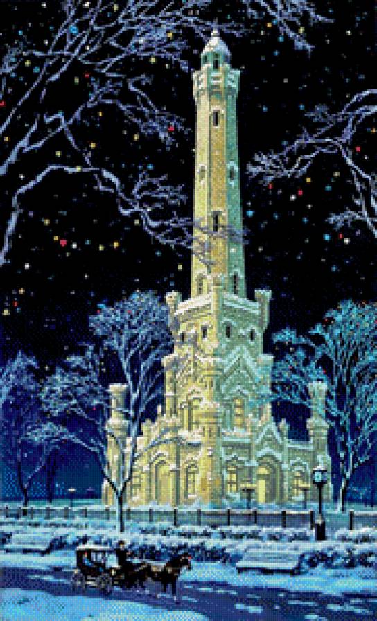 Ночной город - город, зима, пейзаж - предпросмотр