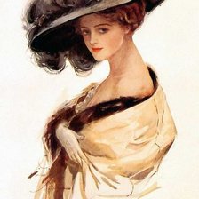 Оригинал схемы вышивки «Дама в шляпе» (№514670)