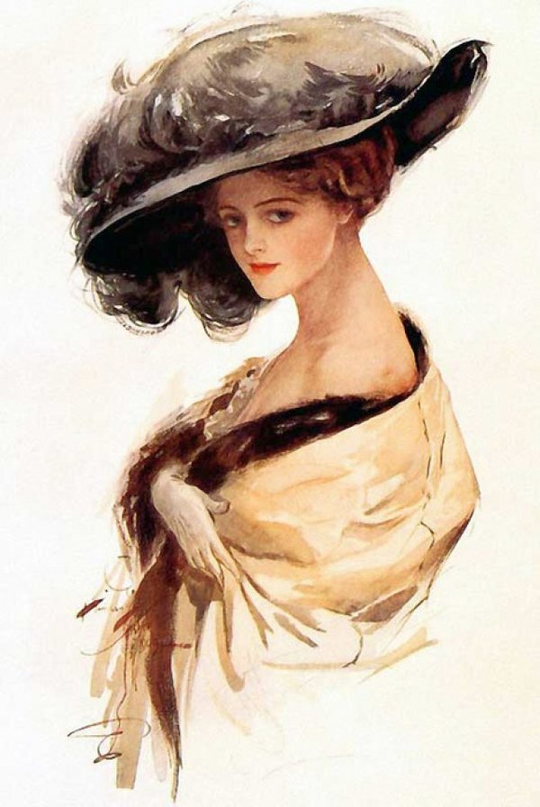 Картина дама в шляпе