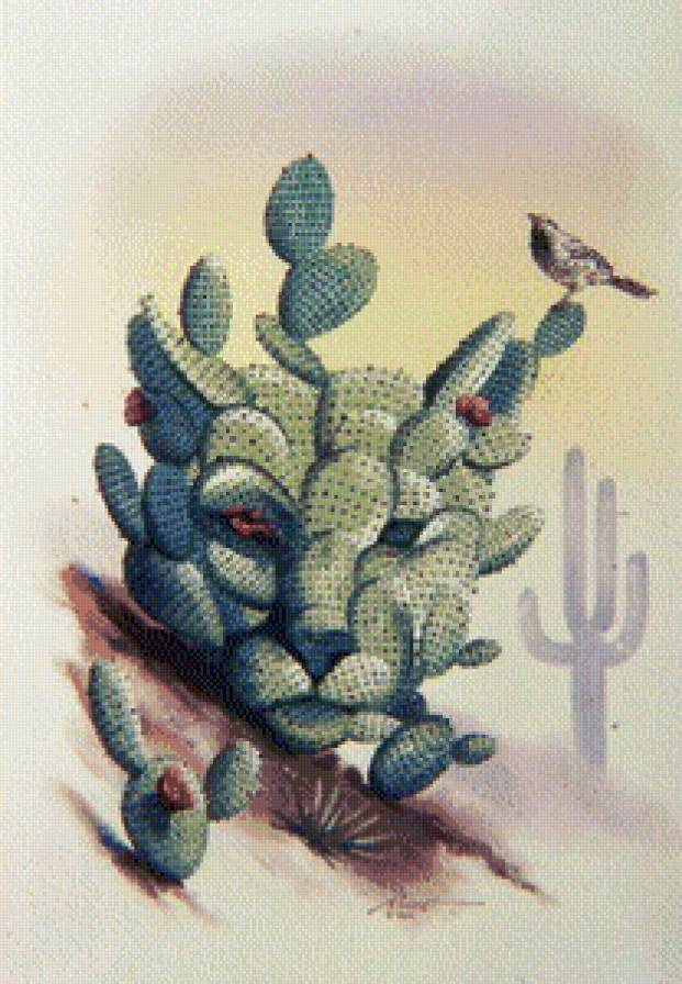 Иллюзия - звери, живопись, природа, искусство, животные, иллюзия, картина - предпросмотр