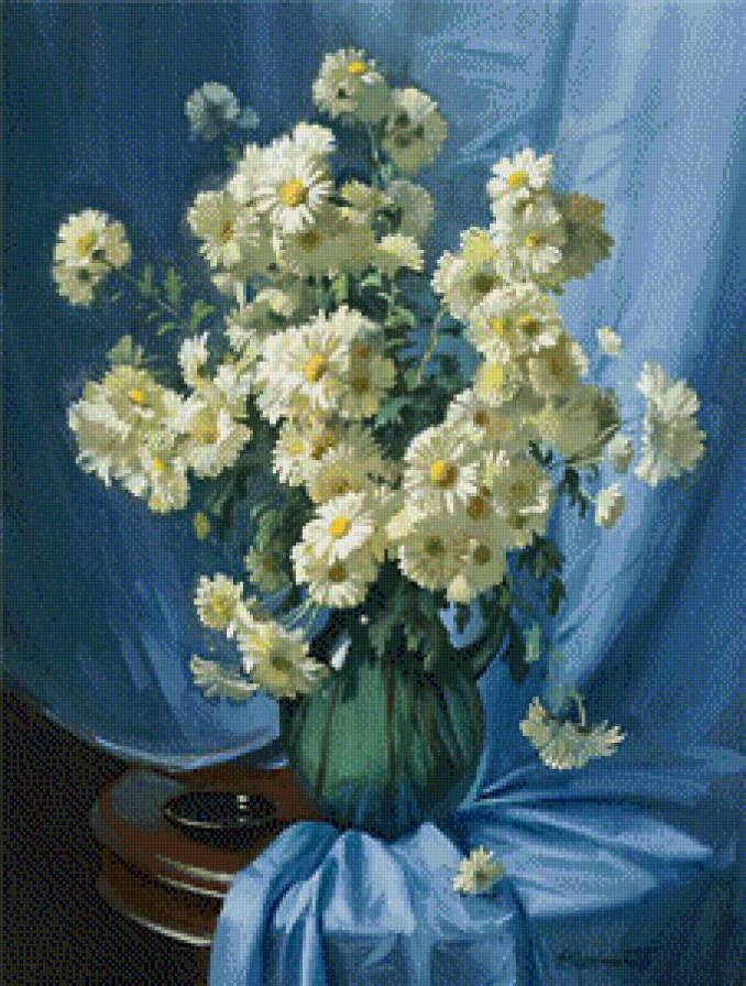 натюрморт с ромашками - натюрморт, картина, картины, цветы - предпросмотр