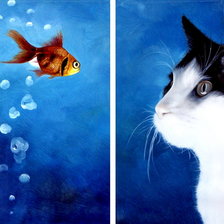 Схема вышивки «диптих "кот и рыбка"»
