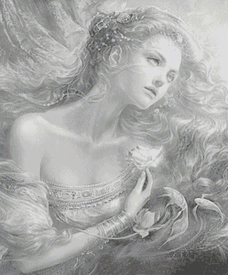 Женский образ (живопись) - люди, женщина, монохром, дама, девушка, фэнтези - предпросмотр