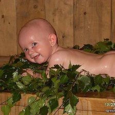 Схема вышивки «Малыш в парилке с веничком»