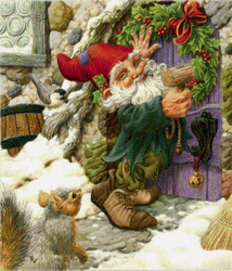 новогодний гном - гном, чудо, новый год, белочка, рождество.праздник.подарки.существа - предпросмотр