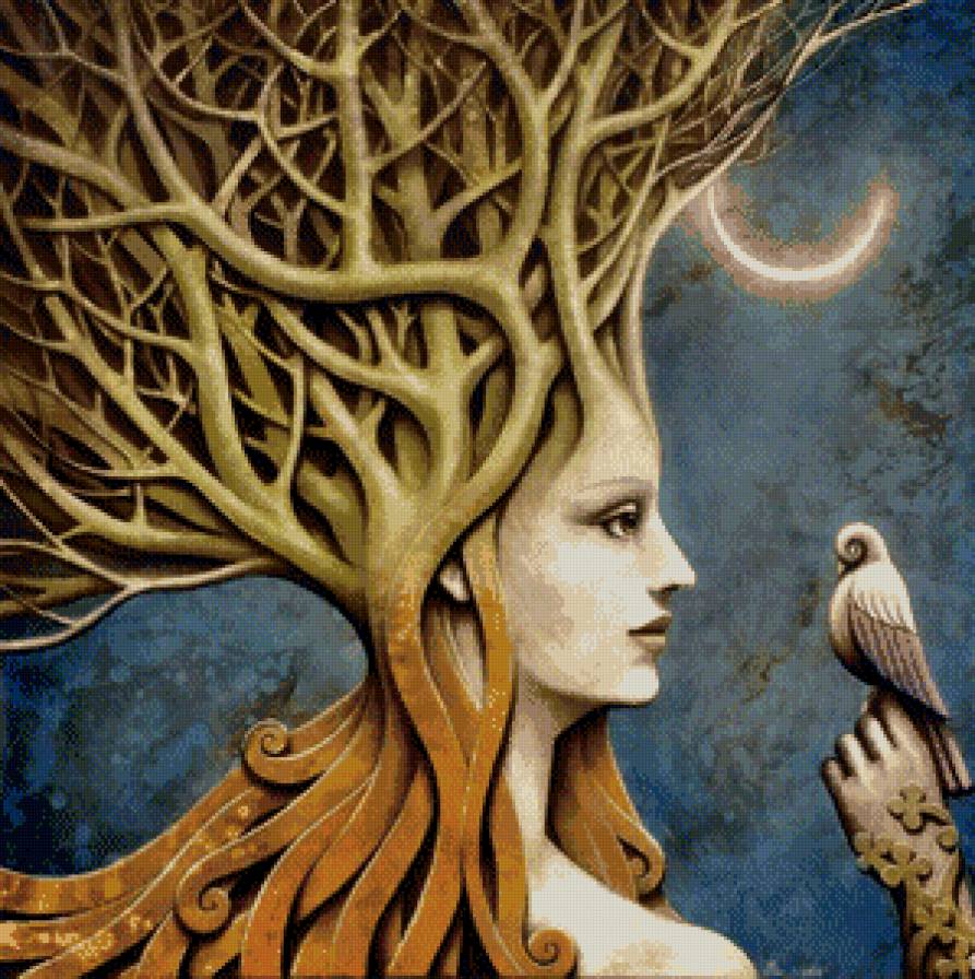 Девушка-дерево - девушка, фэнтези, абстракция - предпросмотр