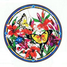 Оригинал схемы вышивки «Бабочки на цветах» (№516178)