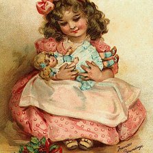 Оригинал схемы вышивки «девочка с куклой рождество» (№516240)