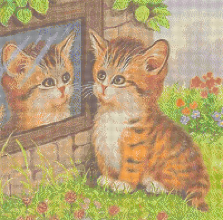 Отражение - деткам, животные, сказка, кошки, котенок, детское - предпросмотр