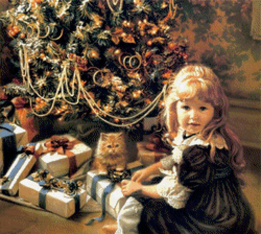 подарки на рождество - дети, праздник, рождество, подарки, новогодняя елка, девочка - предпросмотр