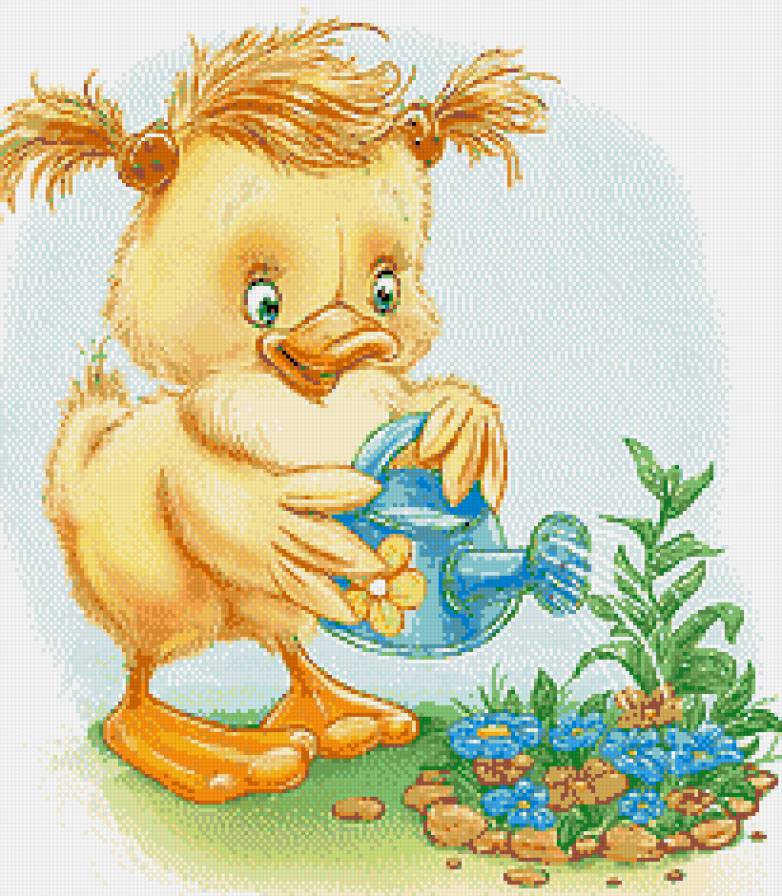 Цветочки для друга... - мультики, цветы, детское, деткам, птицы.цыпленок - предпросмотр