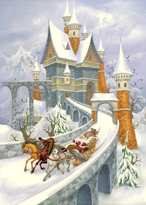 Дед Мороз спешит на праздник - праздники, мультики, деткам, зима, детское, подарки - оригинал