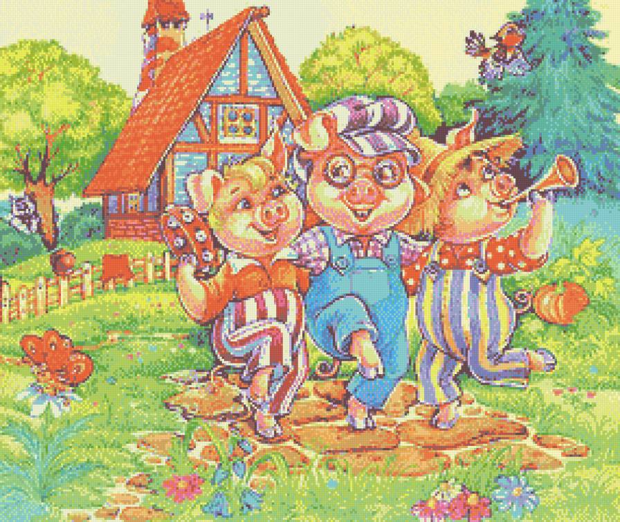 Три поросенка - сказка, детское, мультики, деткам - предпросмотр