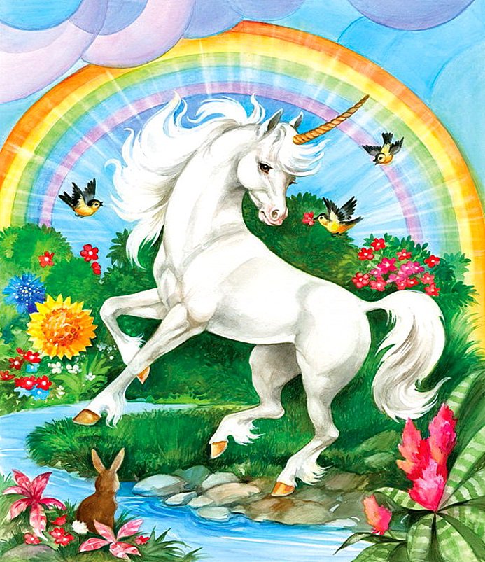 Единорог - радуга, животные, единорог, конь - оригинал