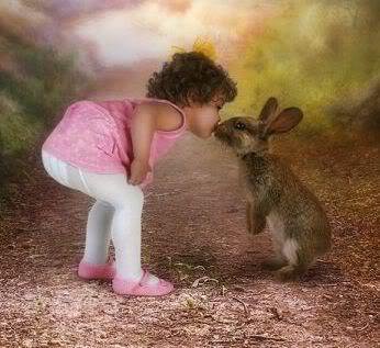 серия "дети с живностями" - девочка.заяц - оригинал