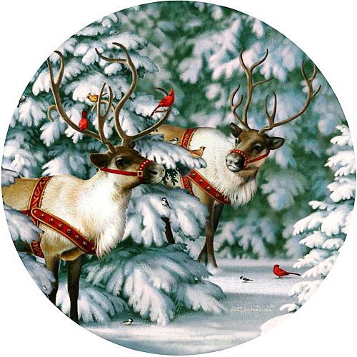 новогодние олени - лес, праздник, рождество, олени, новый год, елки - оригинал