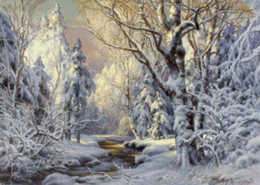 зимний лес - река, пейзаж, природа, лес, снег, зима - предпросмотр