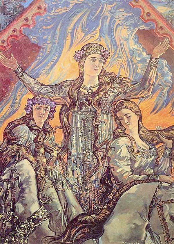 Русь Великая  "Святилище" (живопись) - девушка, история, женщина, картины, живопись, дама, люди - оригинал