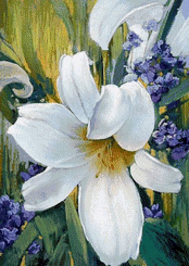 Белая лилия - лилии.живопись, цветы - предпросмотр