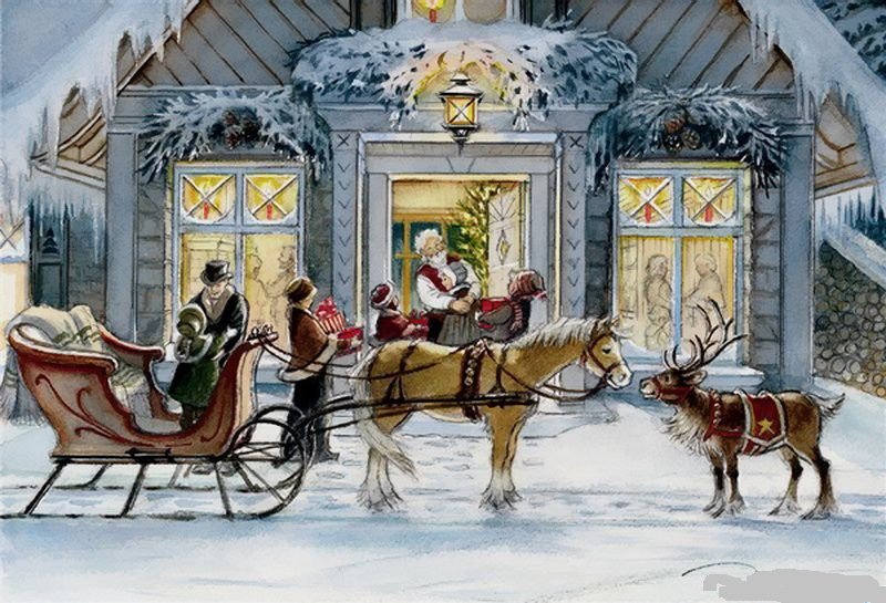 Зимнее настроение - лошади, пейзаж, животные, зима, люди - оригинал