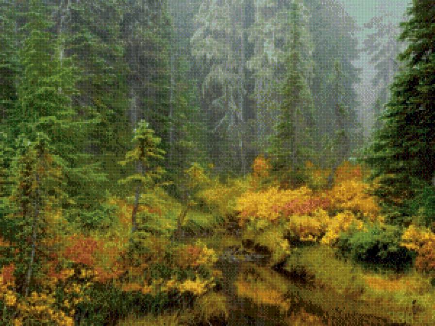 В лесу - речка, лес, осень - предпросмотр