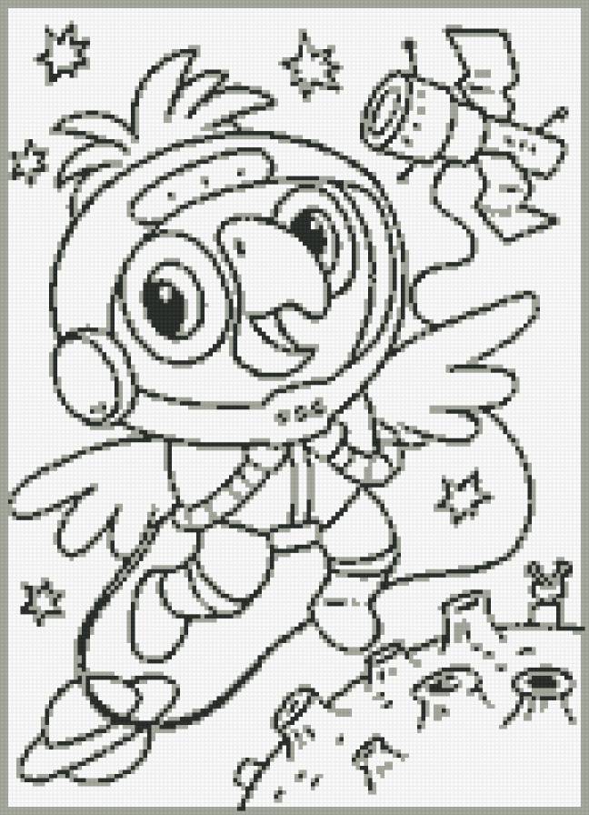 Иннокентий - детская, монохром, контурная, птицы, попугай, мультики - предпросмотр