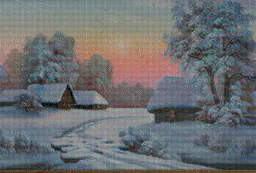 Зима - село, пейзаж - предпросмотр