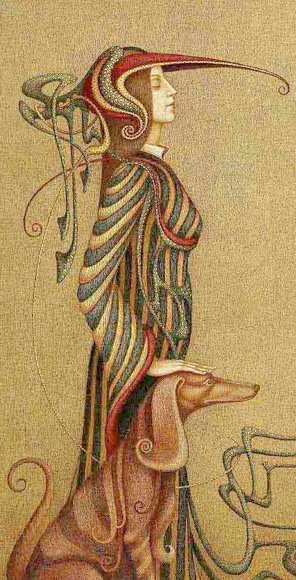 Дама с собакой (Б.Индриков) - дама, живопись, люди, собаки - оригинал