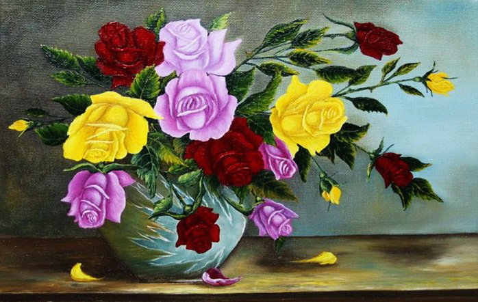 розы в вазе - цветы - оригинал