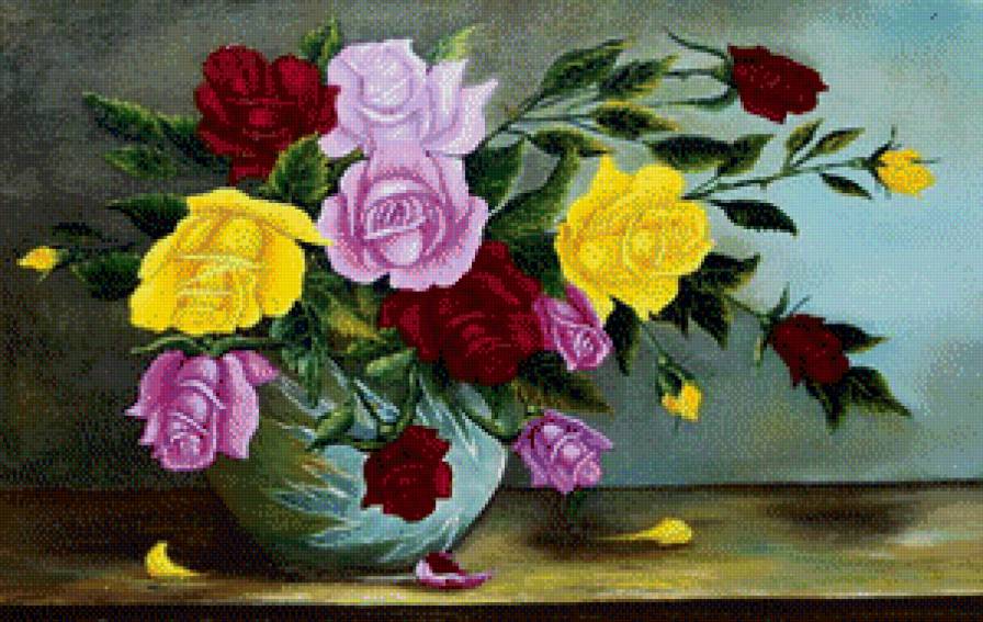 розы в вазе - цветы - предпросмотр