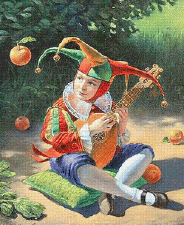 Мальчик-шут - живопись, сюрреализм, картины, дети, мальчик, шут - предпросмотр