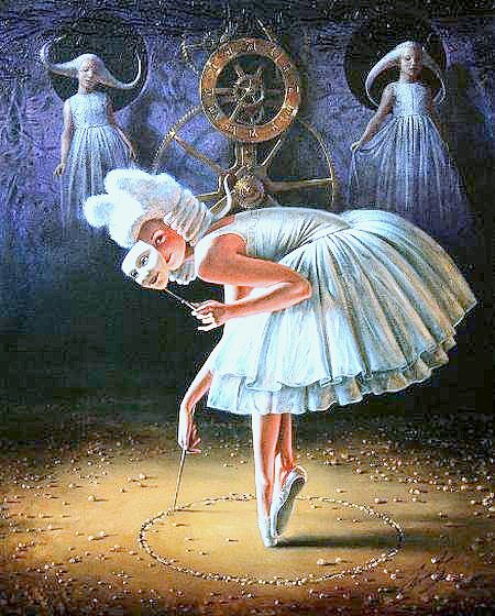 Ночное представление - танец, балет, ночь, сюрреализм, люди, живопись, куклы, картины - оригинал