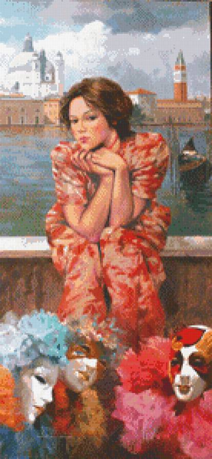 Карнавал - маски, девушка, река - предпросмотр