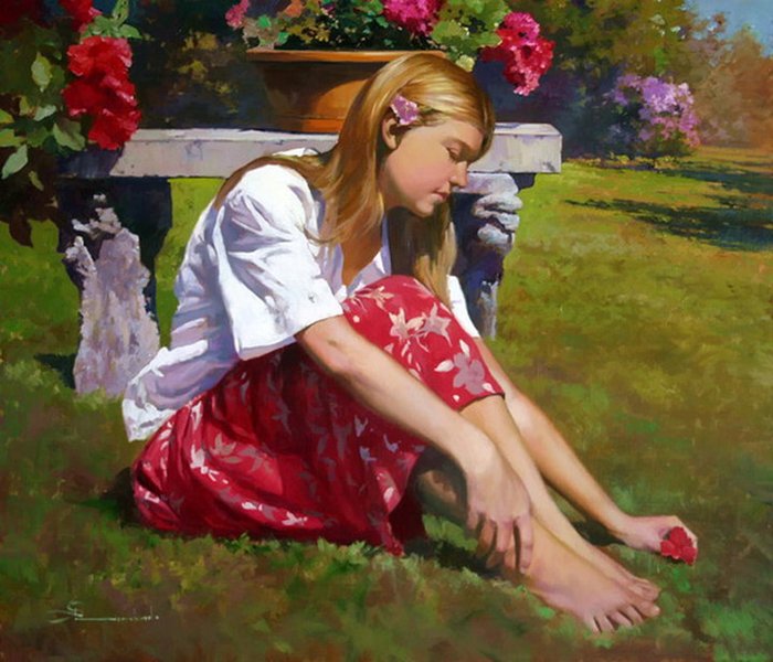 Серия "В цветах" - девушка, розы, цветы - оригинал