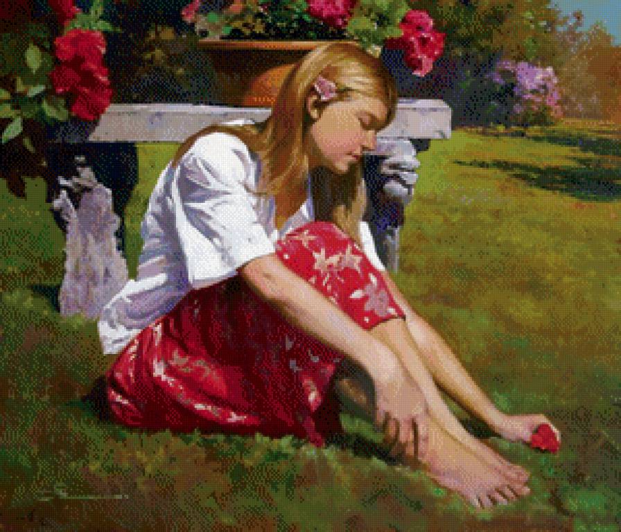 Серия "В цветах" - розы, девушка, цветы - предпросмотр