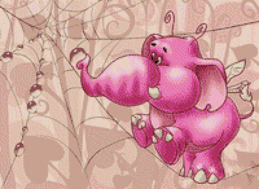 Розовый слон - деткам, слон, мультики, животные, детское - предпросмотр