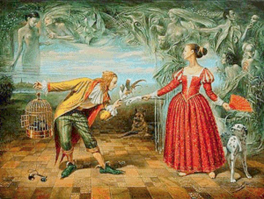 Свидание (сюрреализм) - любовь, пара, романтика, сюрреализм, картины, люди, живопись - предпросмотр