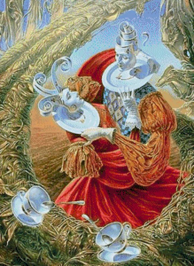 Утренний чай (сюрреализм) - пара, любовь, сюрреализм, чай, живопись, картины, романтика - предпросмотр