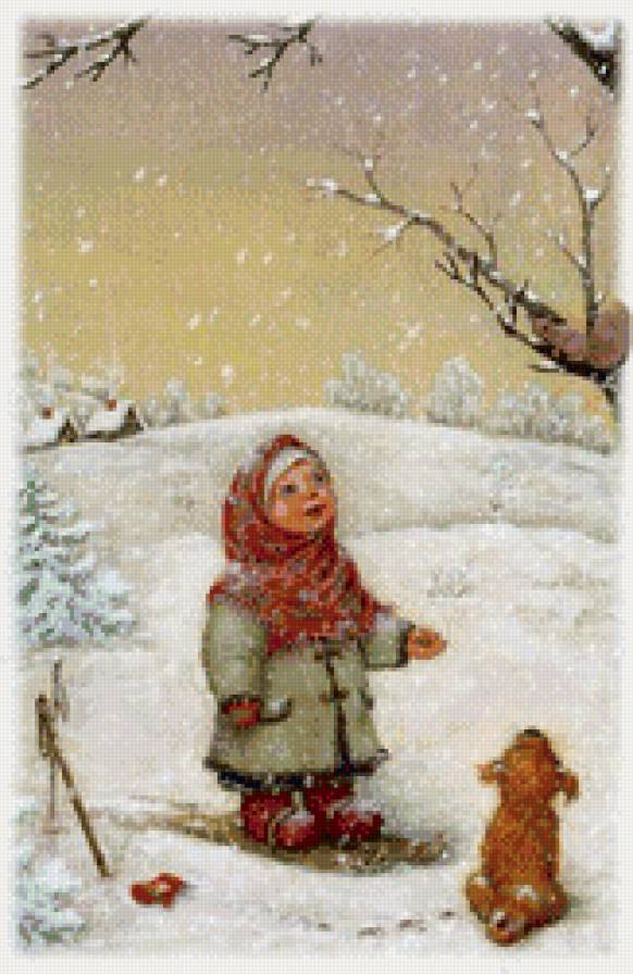 девочка на лыжах - подарки, рождество, новый год, дети, девочка, праздник - предпросмотр