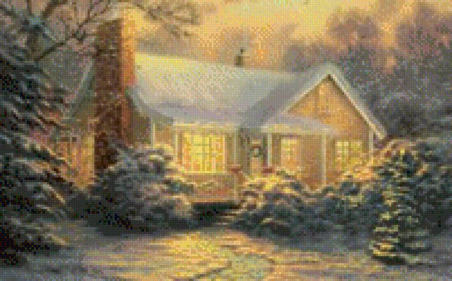 зимний домик - домик, зима, снег, праздник, новый год - предпросмотр